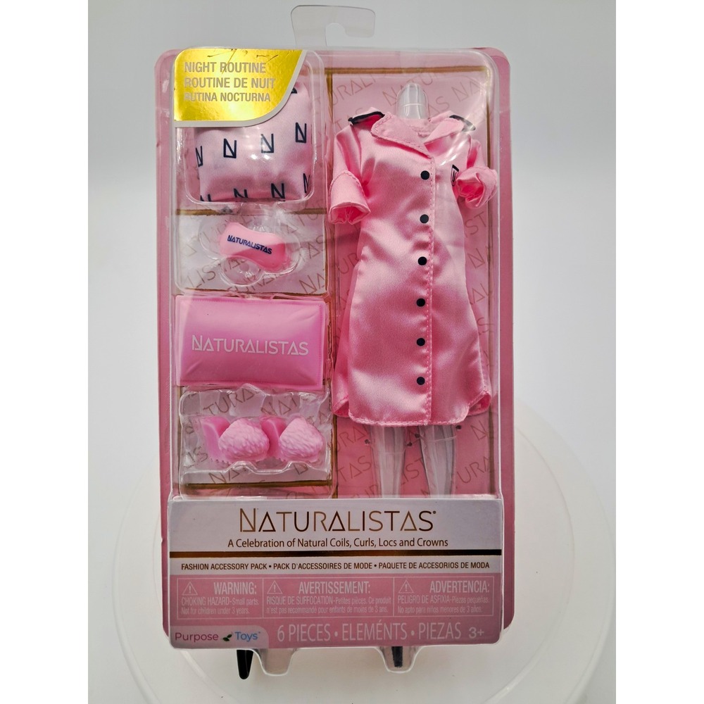 Naturalistas Pink Night Routine Nightgown Set w/ Bonnet Eye Mask Slippers Pillow